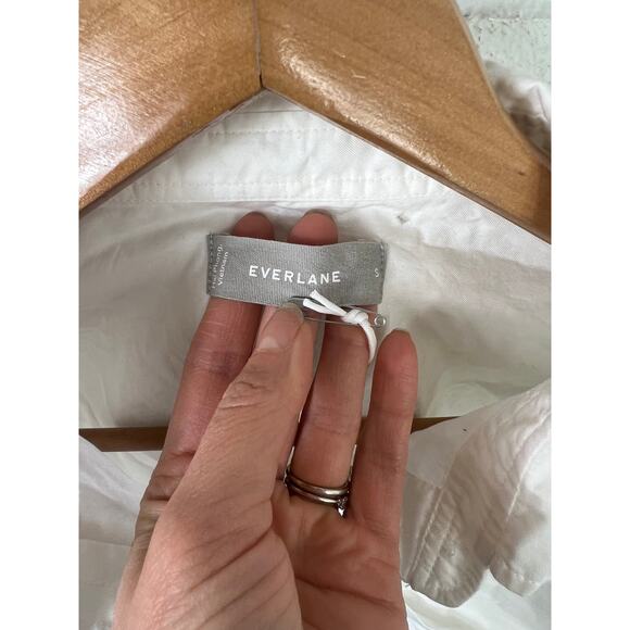 Everlane Women's Way Short Button Down Crop Shirt Top Long Sleeve White Size S - Picture 2 of 5